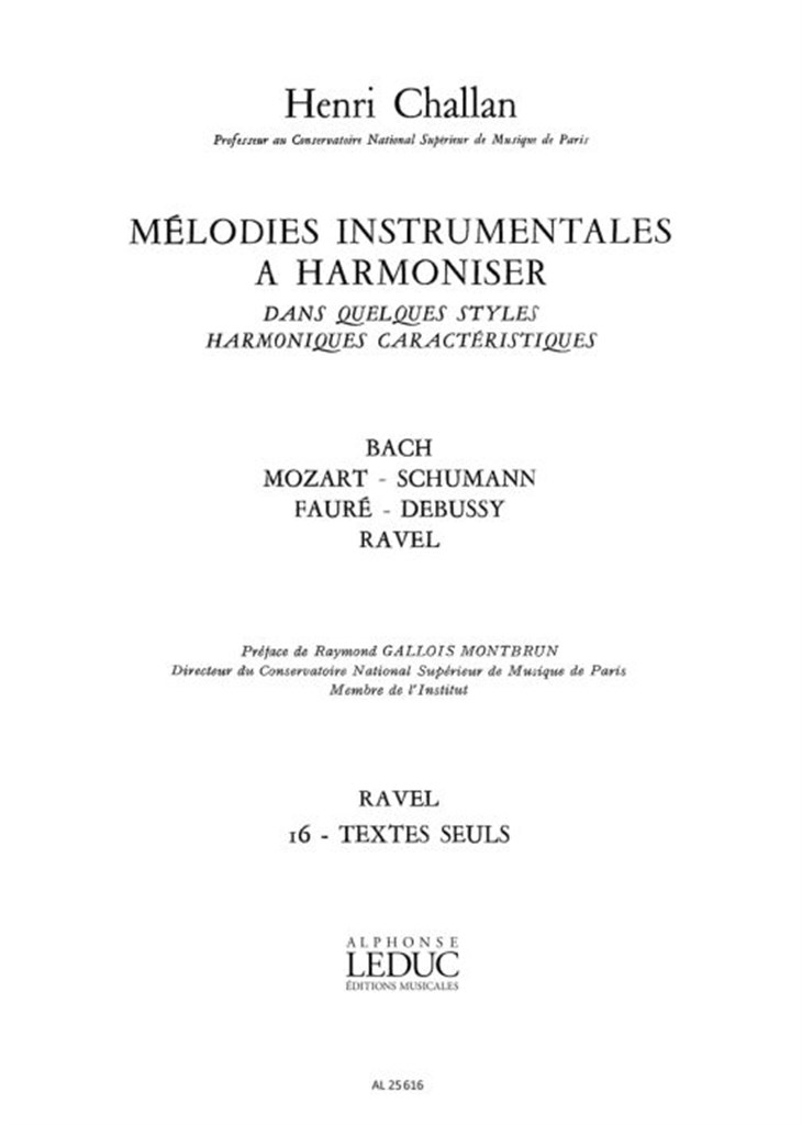 Melodies Instrumentales A Harmoniser Volume 16